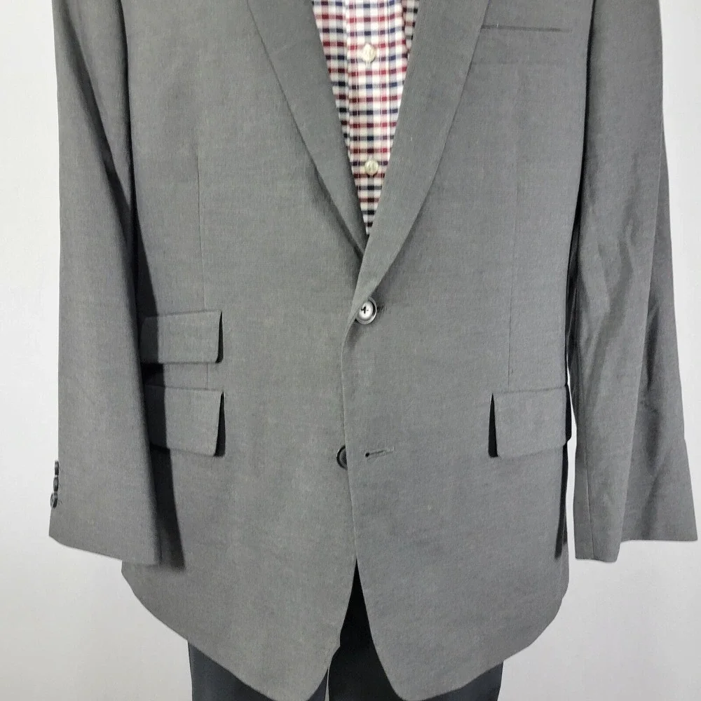 Haggar Men's Sport Coat Blazer Two‎ Button Charcoal Gray Polyester Blend 46R